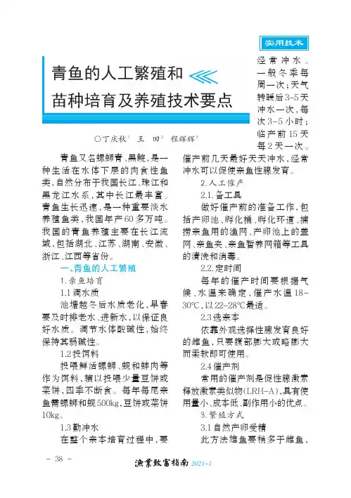 青鱼的人工繁殖和苗种培育及养殖技术要点