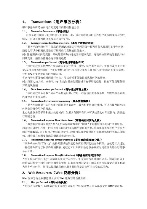loadrunner中各性能指标解释