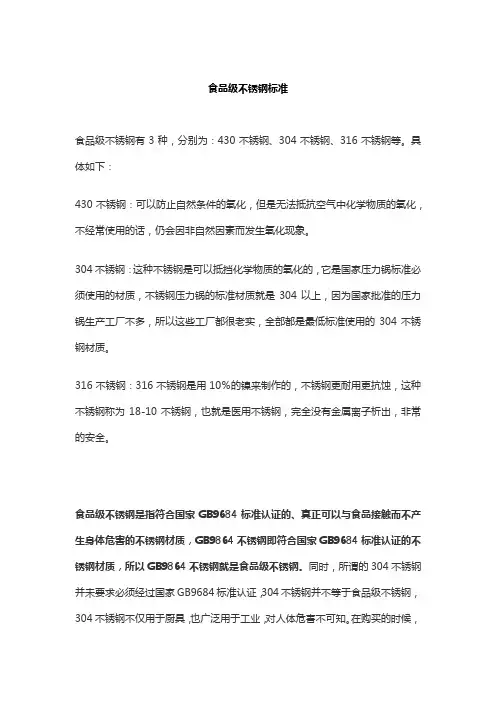 食品级不锈钢标准