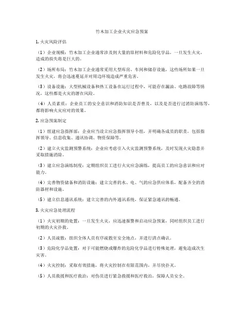竹木加工企业火灾应急预案