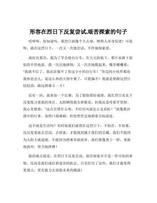 形容在烈日下反复尝试,艰苦探索的句子