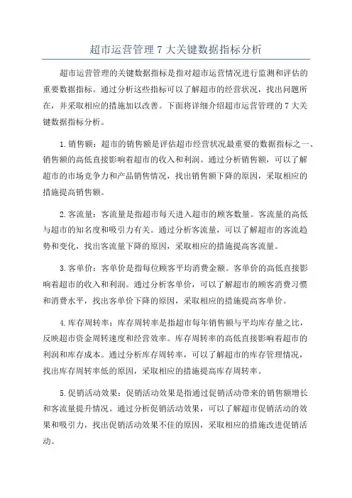 超市运营管理7大关键数据指标分析