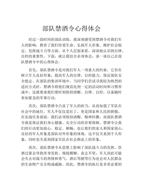 部队禁酒令心得体会