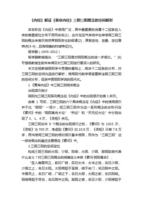 《内经》解证《黄帝内经》三阴三阳概念的空间解析