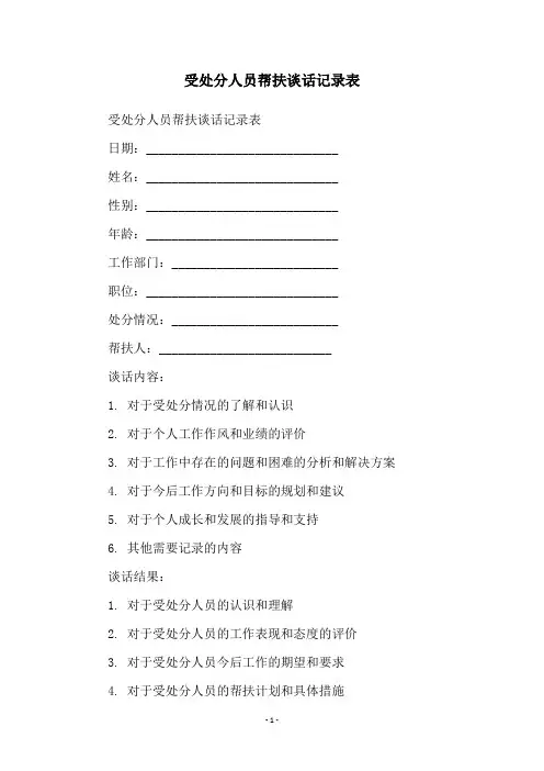 受处分人员帮扶谈话记录表
