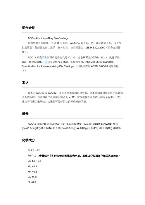 铝合金锭ADC12