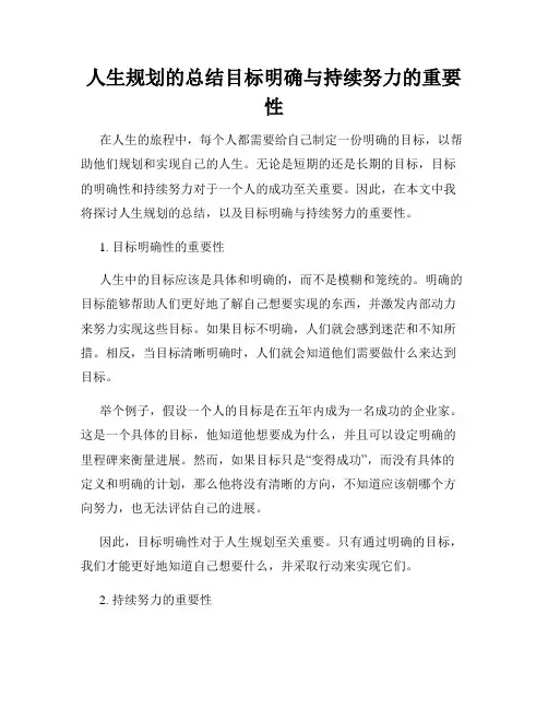 人生规划的总结目标明确与持续努力的重要性