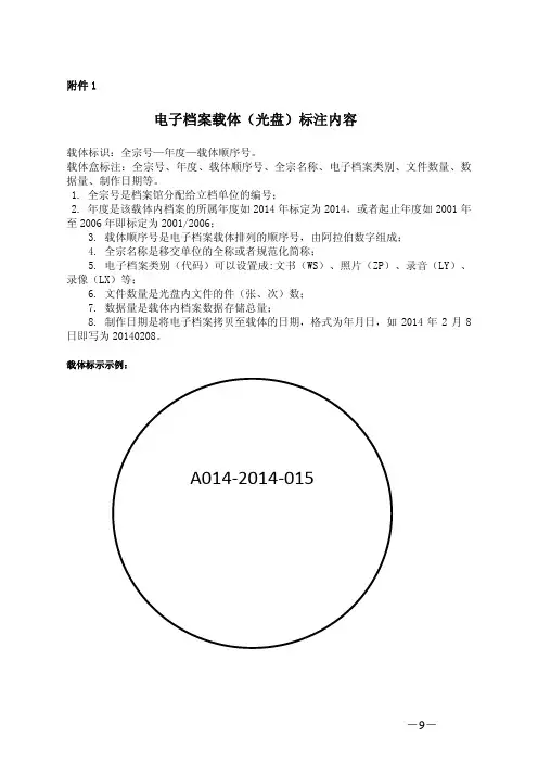电子档案载体(光盘)标注内容