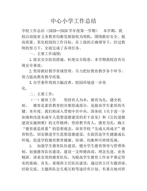 中心小学工作总结