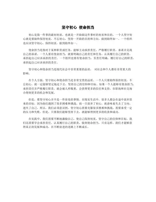 坚守初心 使命担当