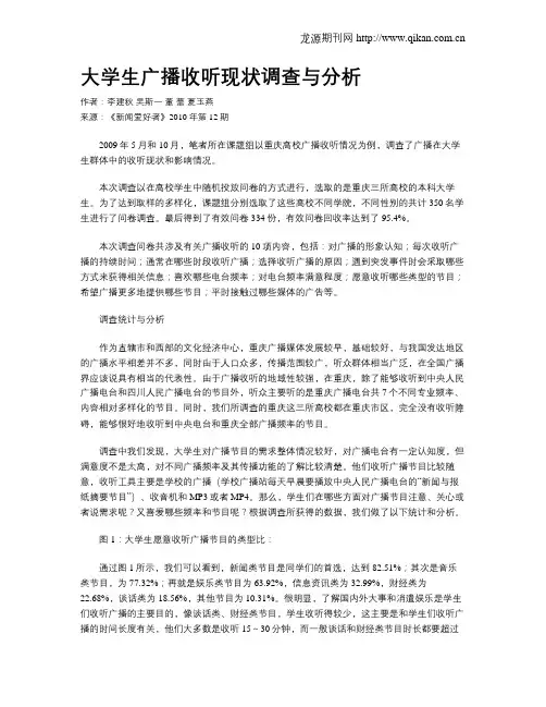 大学生广播收听现状调查与分析