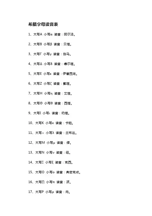 26个希腊字母读音表