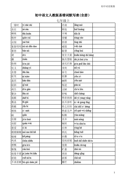 初中语文人教版易错词默写表（共六册）.pdf