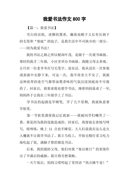 我爱书法作文800字