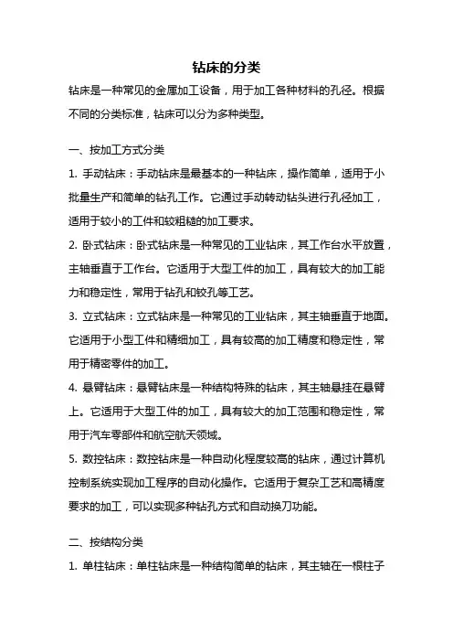 钻床的分类