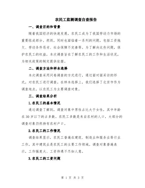农民工监测调查自查报告
