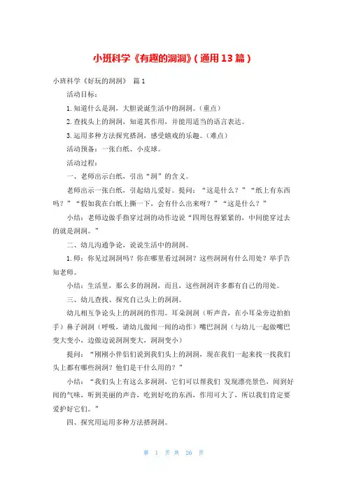 小班科学《有趣的洞洞》(通用13篇)