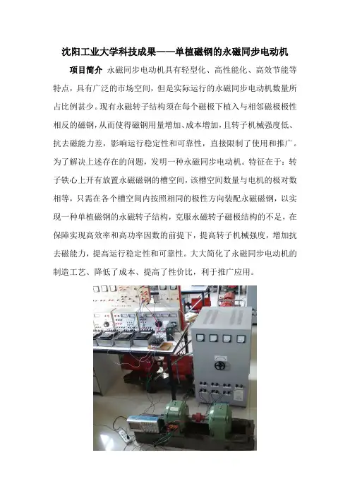 沈阳工业大学科技成果——单植磁钢的永磁同步电动机