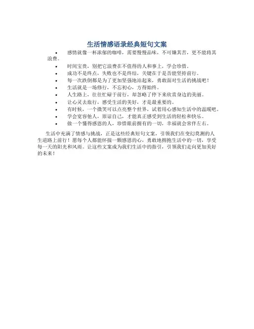 生活情感语录经典短句文案