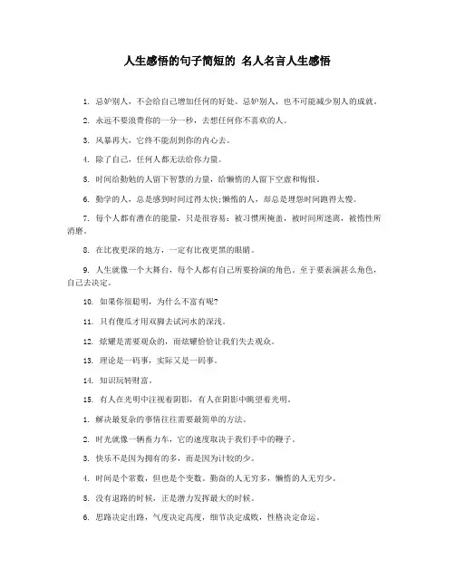 人生感悟的句子简短的 名人名言人生感悟
