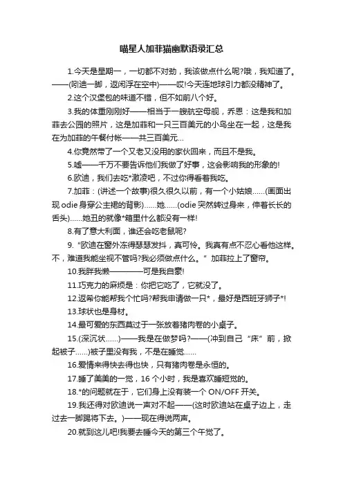 喵星人加菲猫幽默语录汇总