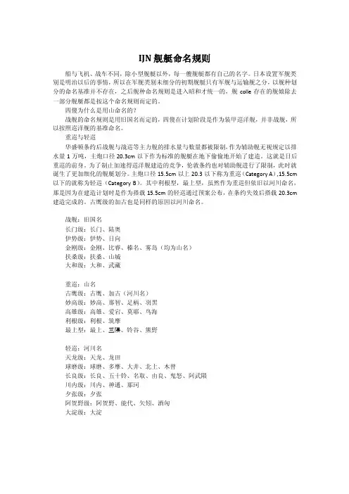 IJN舰艇命名规则