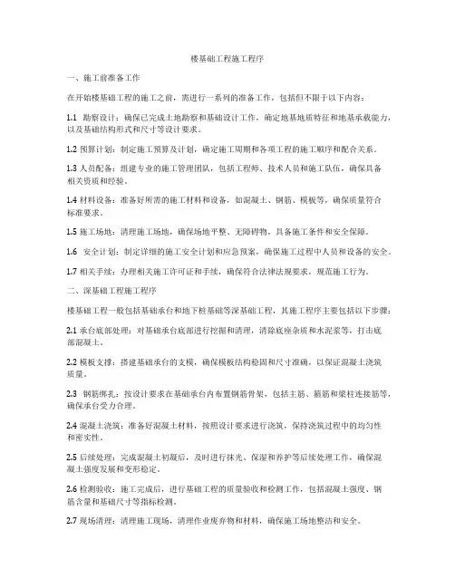 楼基础工程施工程序