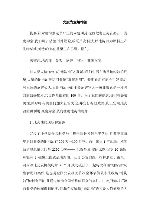 变废为宝地沟油