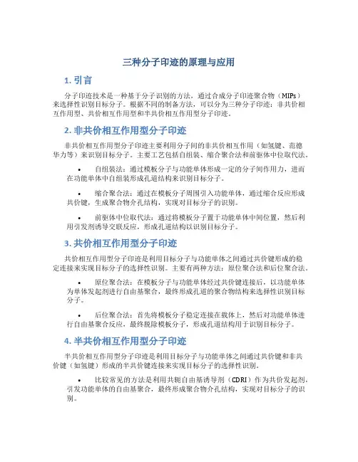三种分子印迹的原理与应用