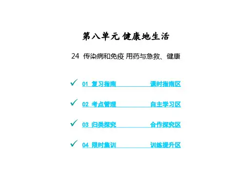 人教版八年级下册生物课件第八单元 健康地生活24 传染病和免疫 用药与急救、健康 复习(共54张PPT)