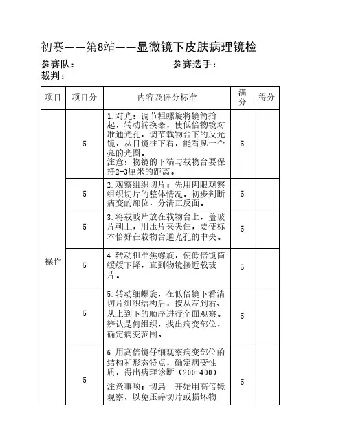 8-显微镜下皮肤病理镜检评分表