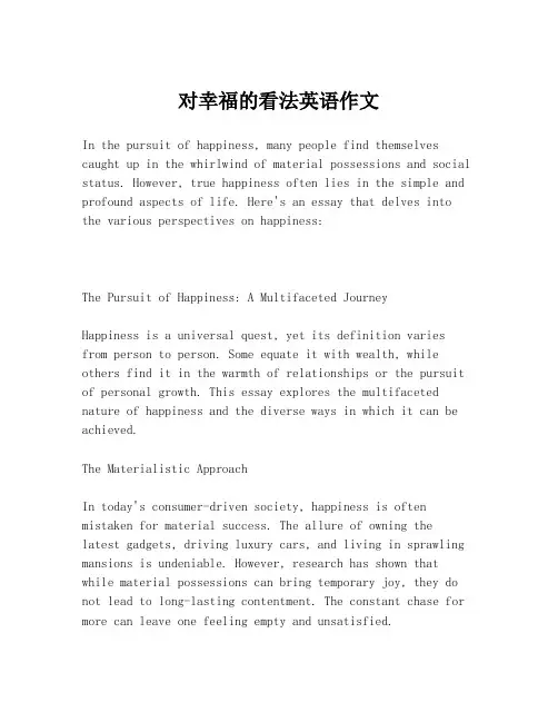 对幸福的看法英语作文
