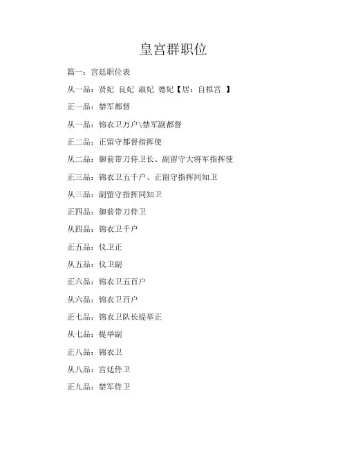 皇宫群职位