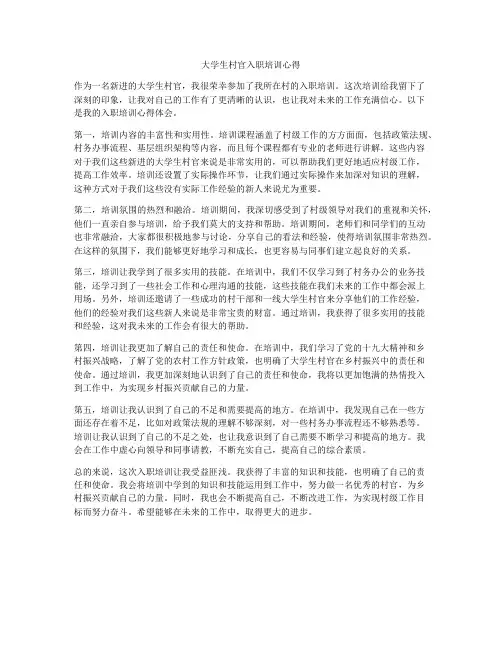 大学生村官入职培训心得