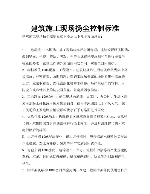 建筑施工现场扬尘控制标准