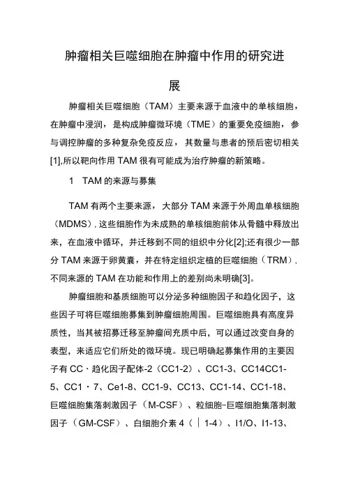 肿瘤相关巨噬细胞在肿瘤中作用的研究进展