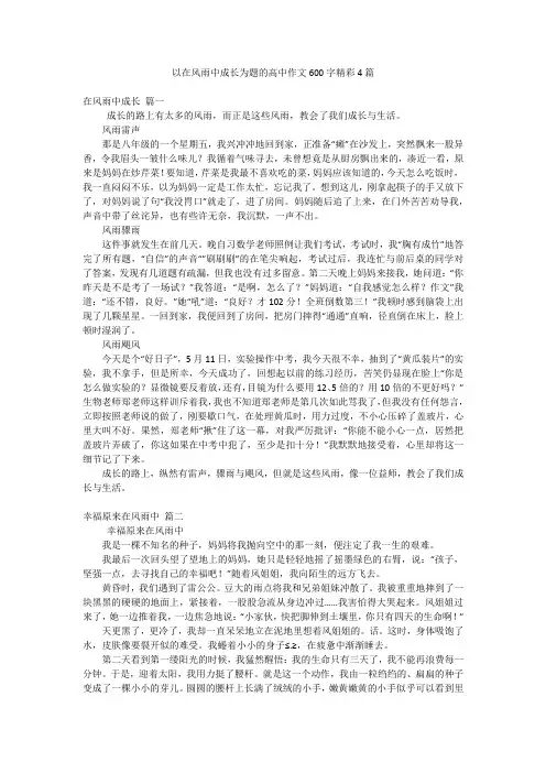 以在风雨中成长为题的高中作文600字精彩4篇