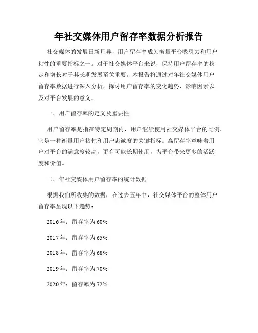 年社交媒体用户留存率数据分析报告