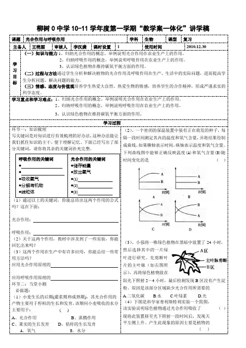 光合作用呼吸作用复习学案