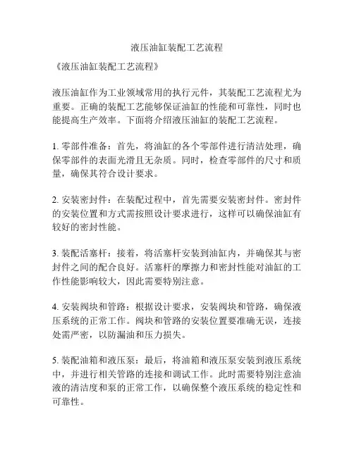 液压油缸装配工艺流程