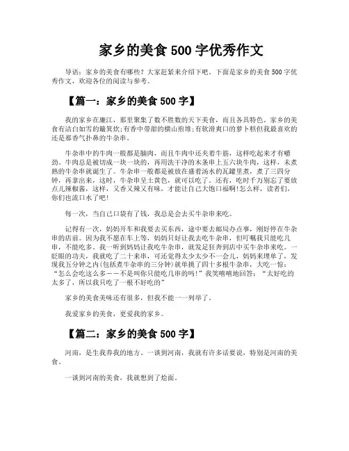家乡的美食500字优秀作文