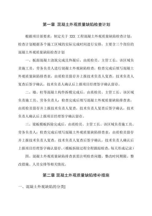 质量缺陷处理方案