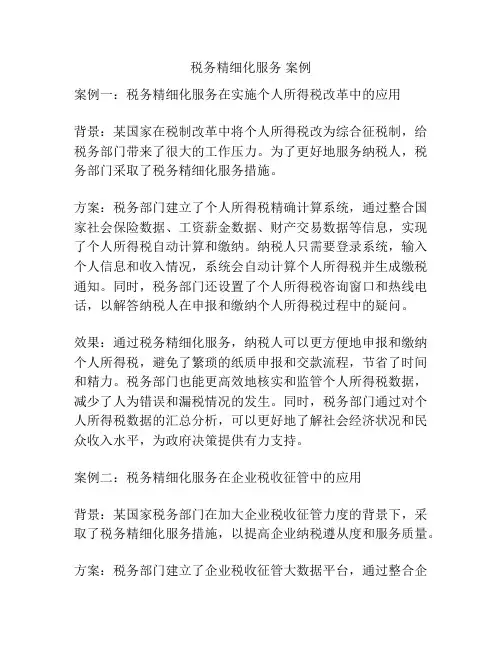 税务精细化服务 案例