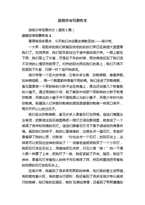 游塔尔寺写景作文（通用5篇）