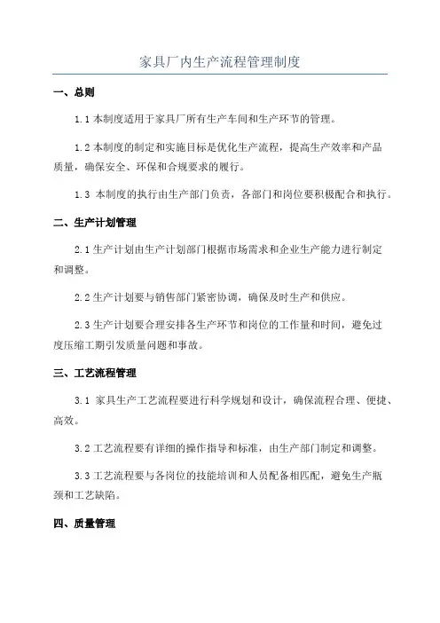 家具厂内生产流程管理制度