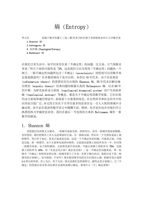 熵 - 李天岩