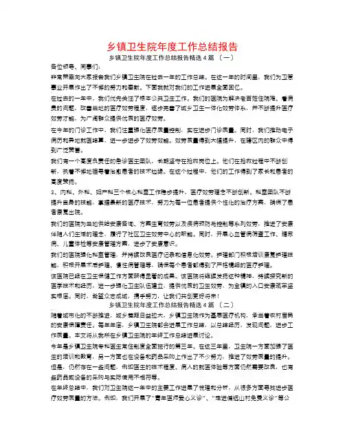 乡镇卫生院年度工作总结报告4篇