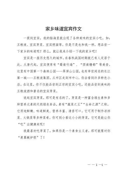 家乡味道宜宾作文