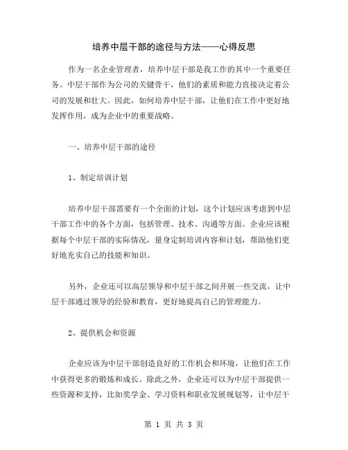 培养中层干部的途径与方法——心得反思