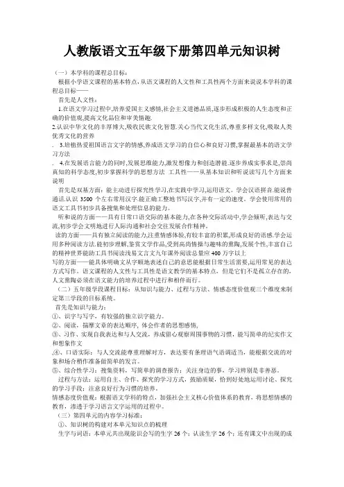 人教版语文五年级下册第四单元知识树